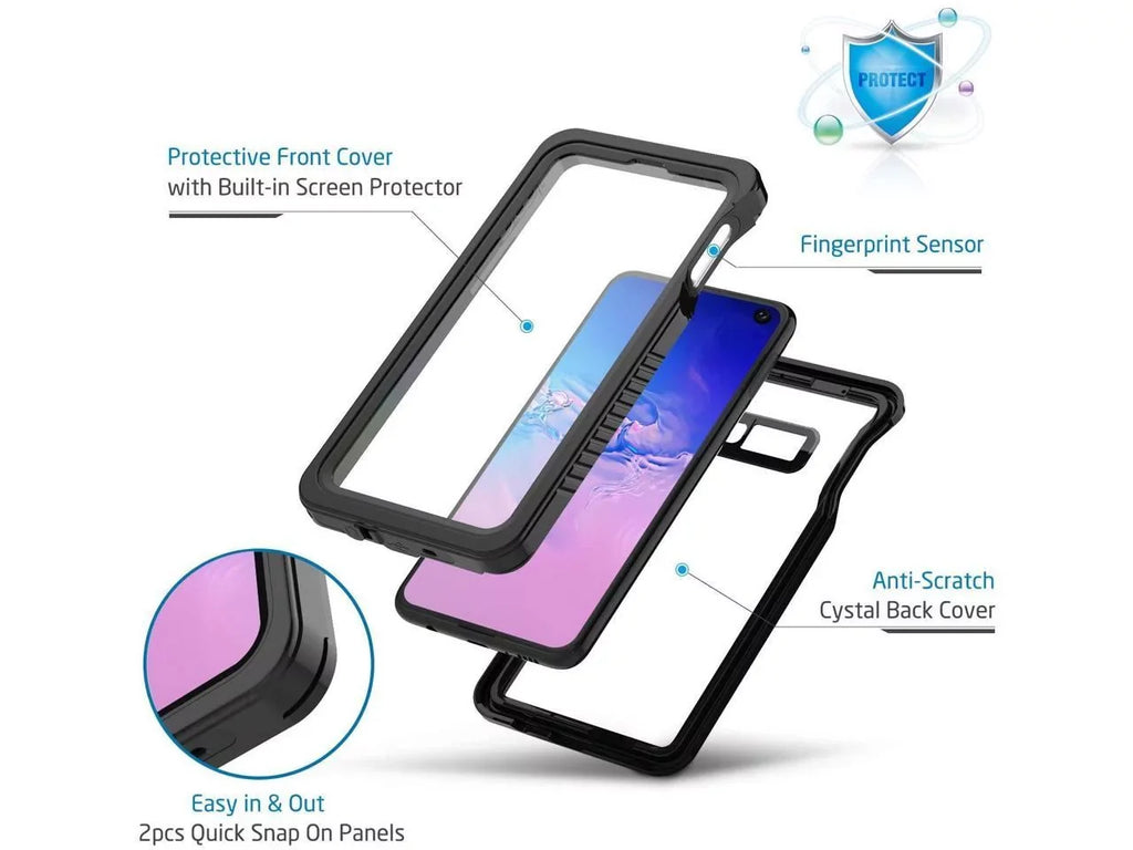Samsung Galaxy S10e Case,  Waterproof Dustproof Shockproof Case with Built-in Screen Protector, Full Body Sealed Underwater Protective Clear Cover for Samsung S10e