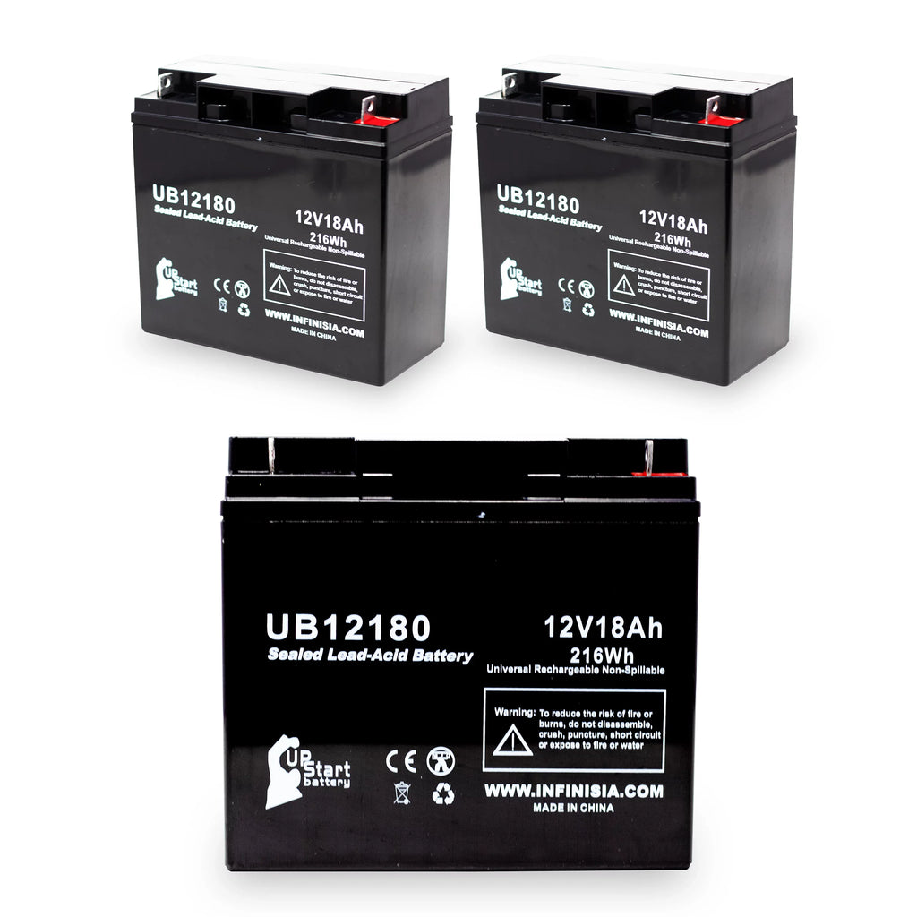 3x Pack - Compatible  14600003401 Battery - Replacement  Universal Sealed Lead Acid Battery (12V, 18Ah, 18000mAh,  Terminal, , )