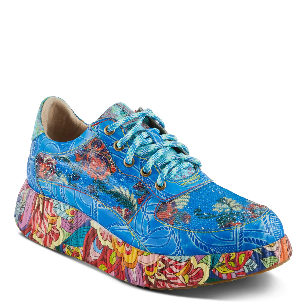 Spring Step 'Artiste Women's  Multicolored Fashion Sneakers | Unique Energetic Patterns Blue Multi  39 /  8.5