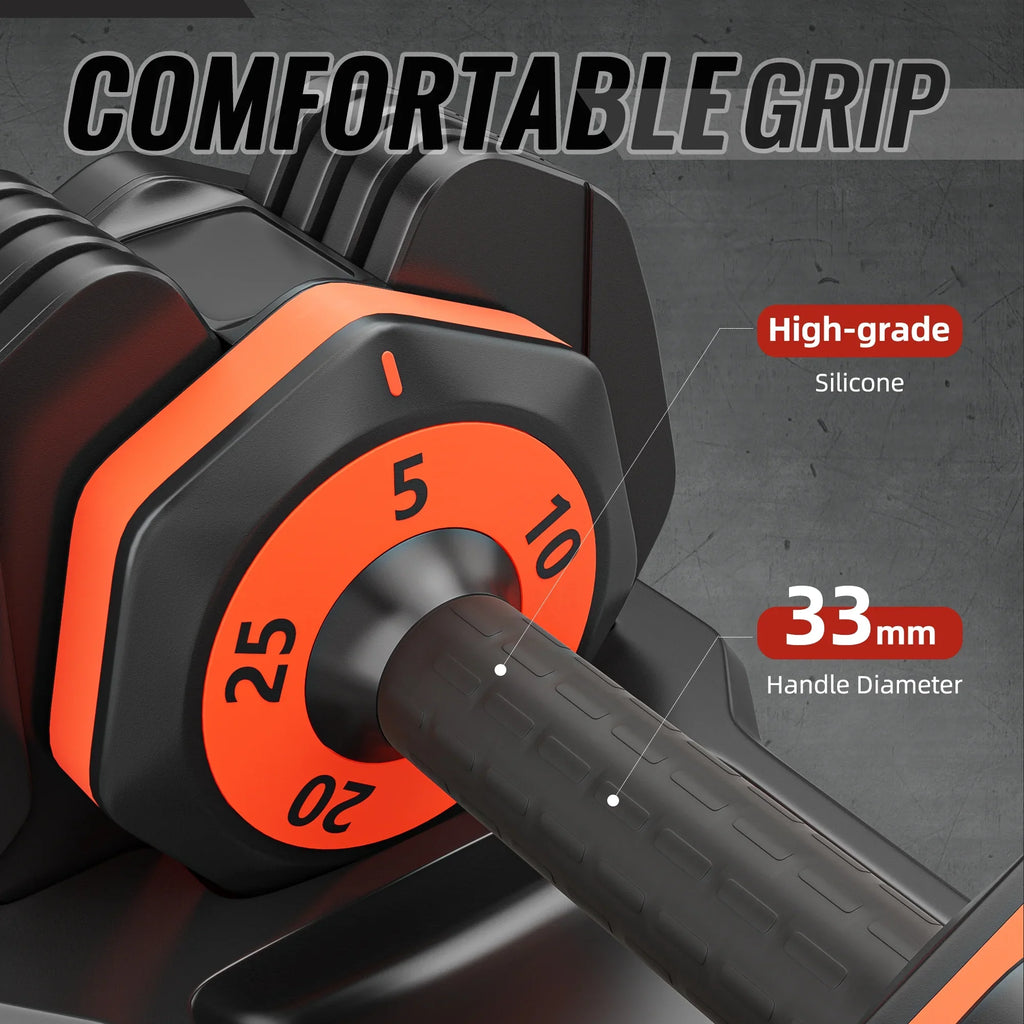 Adjustable 25lbs Dumbbell Set 5-in-1 - Anti-Slip Metal Handle for Full Body Home Gym Workouts