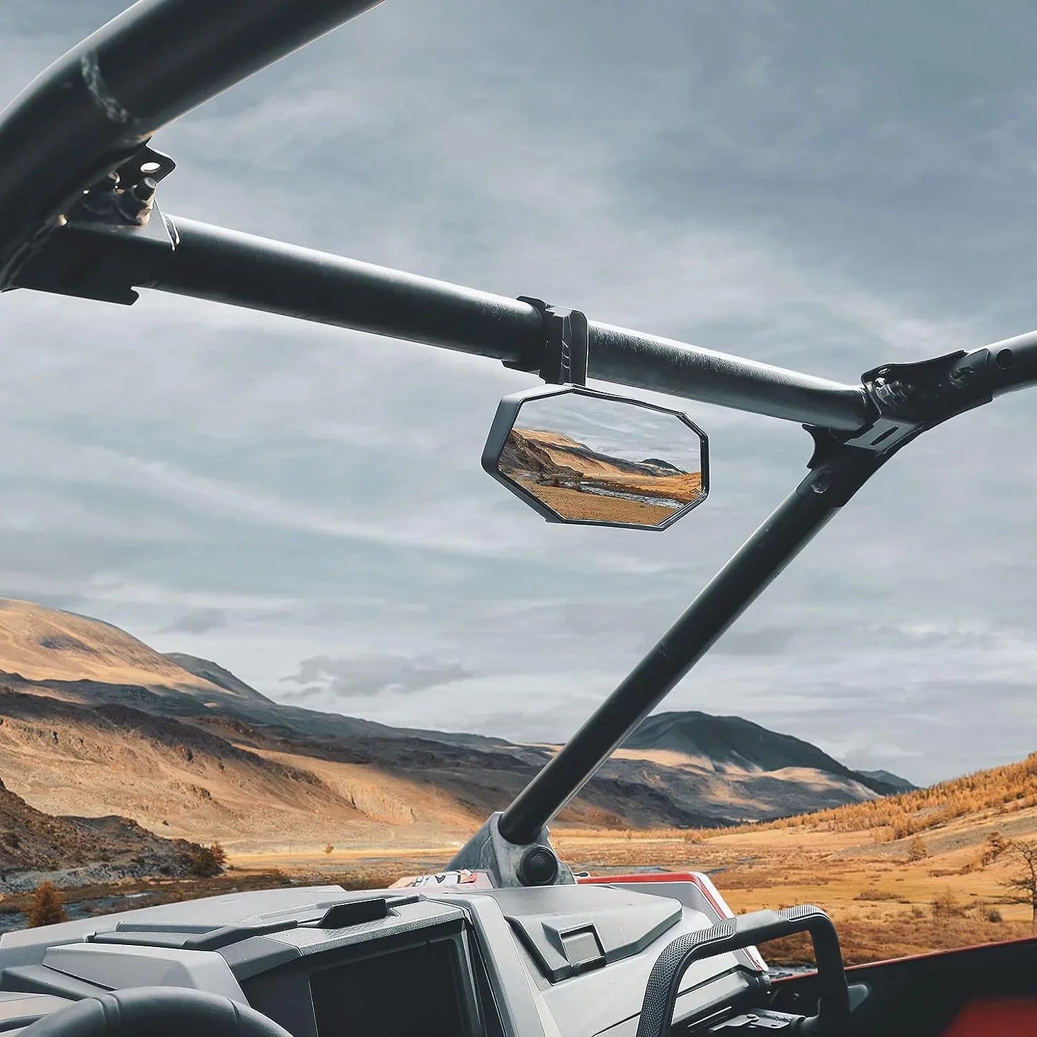 Kemimoto  Center Rear View Mirrors for 1.6"-2" Compatible with Polaris  Can Am  Maverick Yamaha Rhino Kawasaki  1000 Honda Pioneer