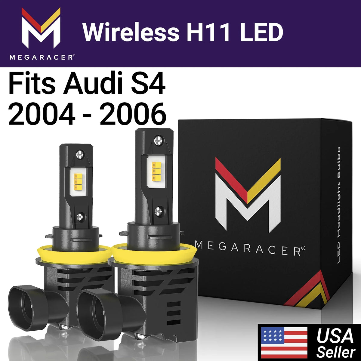 Mega Racer Audi  Wireless      Headlight Bulbs 6500K Cool White 12V 50W 12000LM Audi  2004 2005 2006 38812 High Beam/ Fog Light Automotive Replacement