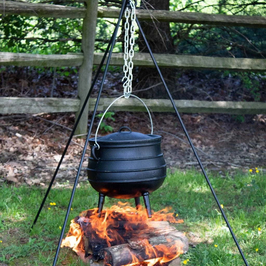 Campfire Cooking Kettle - Cast Iron je Dutch Oven With 3 Legs And Lid, 16 Inch, 9 Gallon