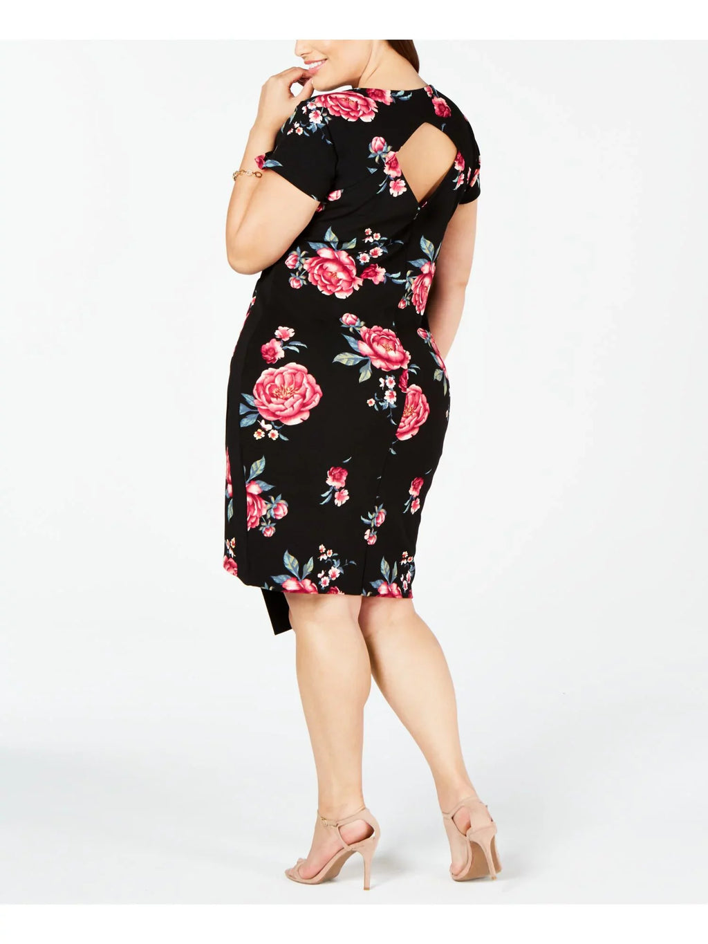 $49 Womens New Black Floral Short Sleeve Body Con Dress 3X Plus +
