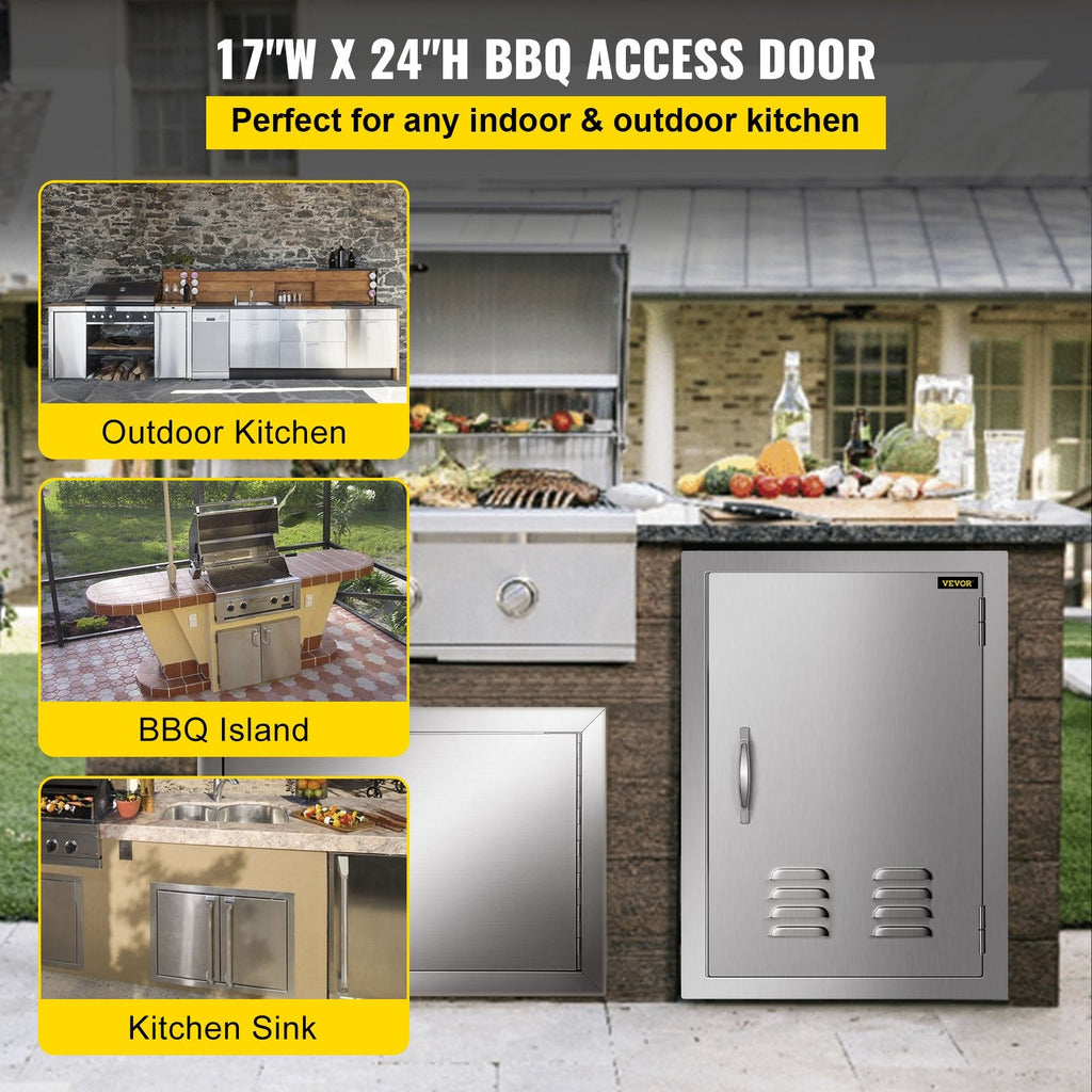 Access Door 17x24 inch Stainless Steel Single Vertical Island Door with Vents for Storage