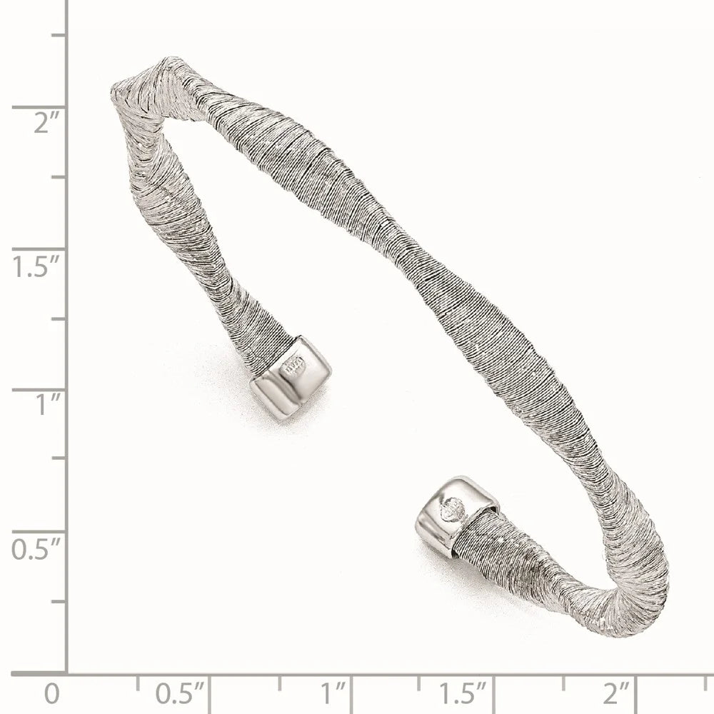 Auriga 925 Sterling Silver Textured & Twisted Cuff Bracelet for Women