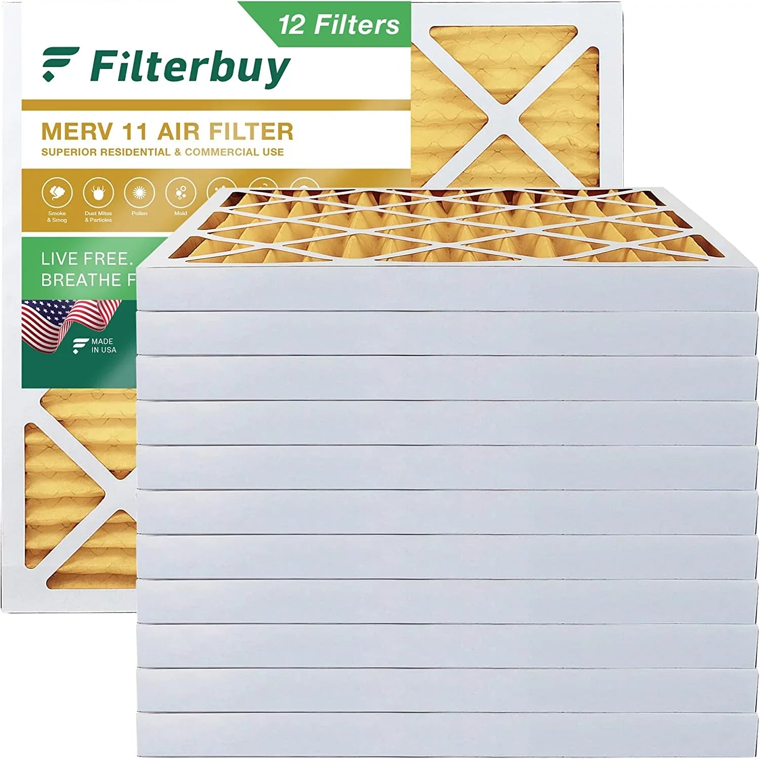 Filterbuy 15x15x2  11 Pleated   Furnace Air Filters (12-Pack)
