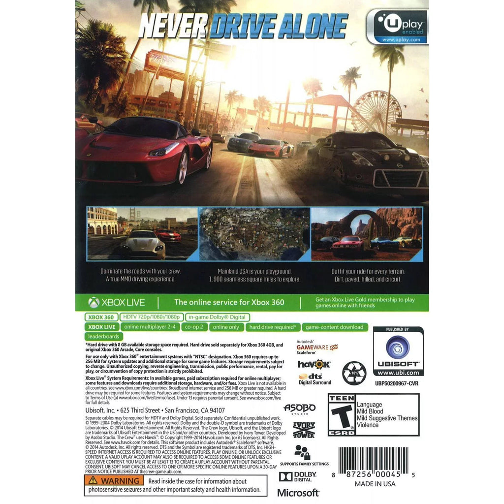 The Crew, Ubisoft,  360, 887256000455