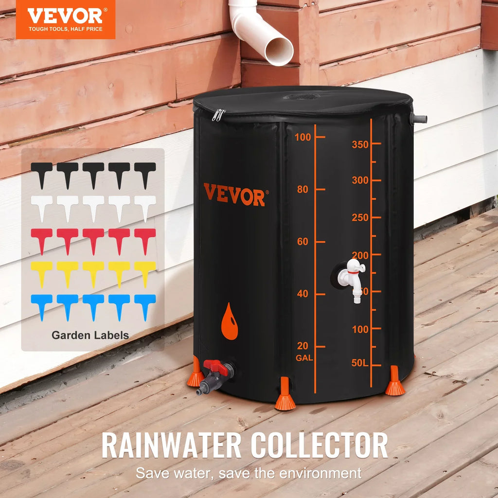 Collapsible Rain Barrel, 100 Gallon Large Capacity,  Rainwater Collection System Including Spigots and Overflow Kit, Portable Water Tank Storage Container