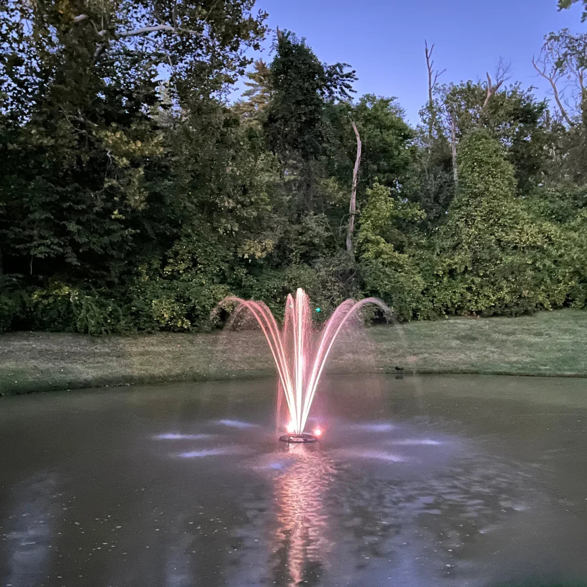 1.5  Floating Fountain | 100 foot Cord | 11 Patterns | White Lights | Surface Aeration for Ponds | -100