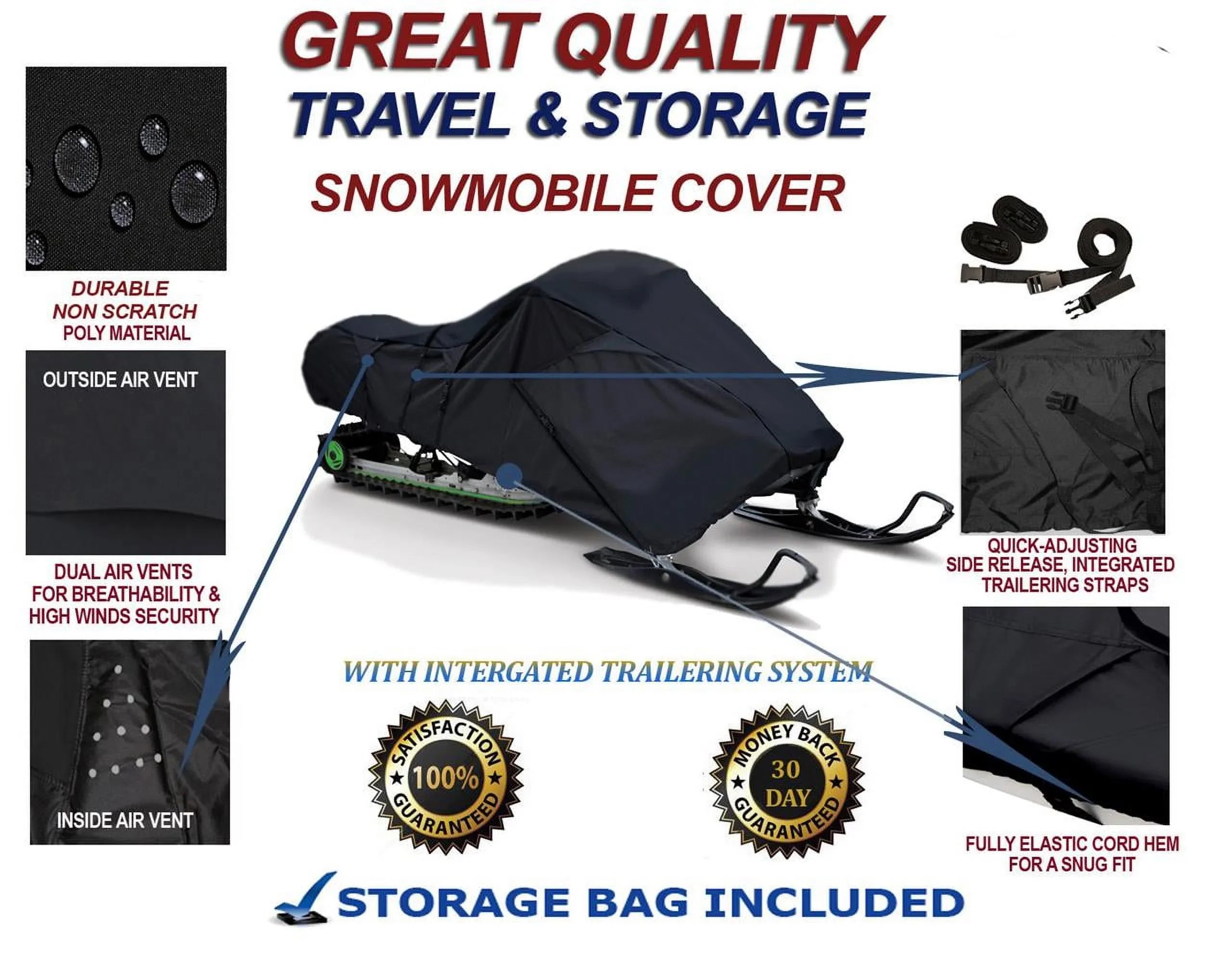 300D Snowmobile Travel and Storage Cover Compatible for 2010-2011 Ski Doo Bombardier   600 Sleds. Slush and Mud Protection
