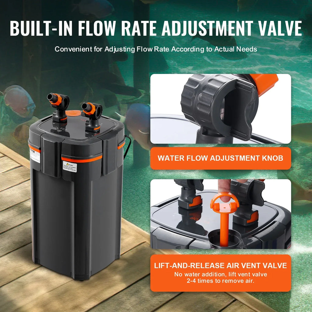 12w  Aquarium Canister Filter 100 Gallon Lamp Fish Tank Quiet