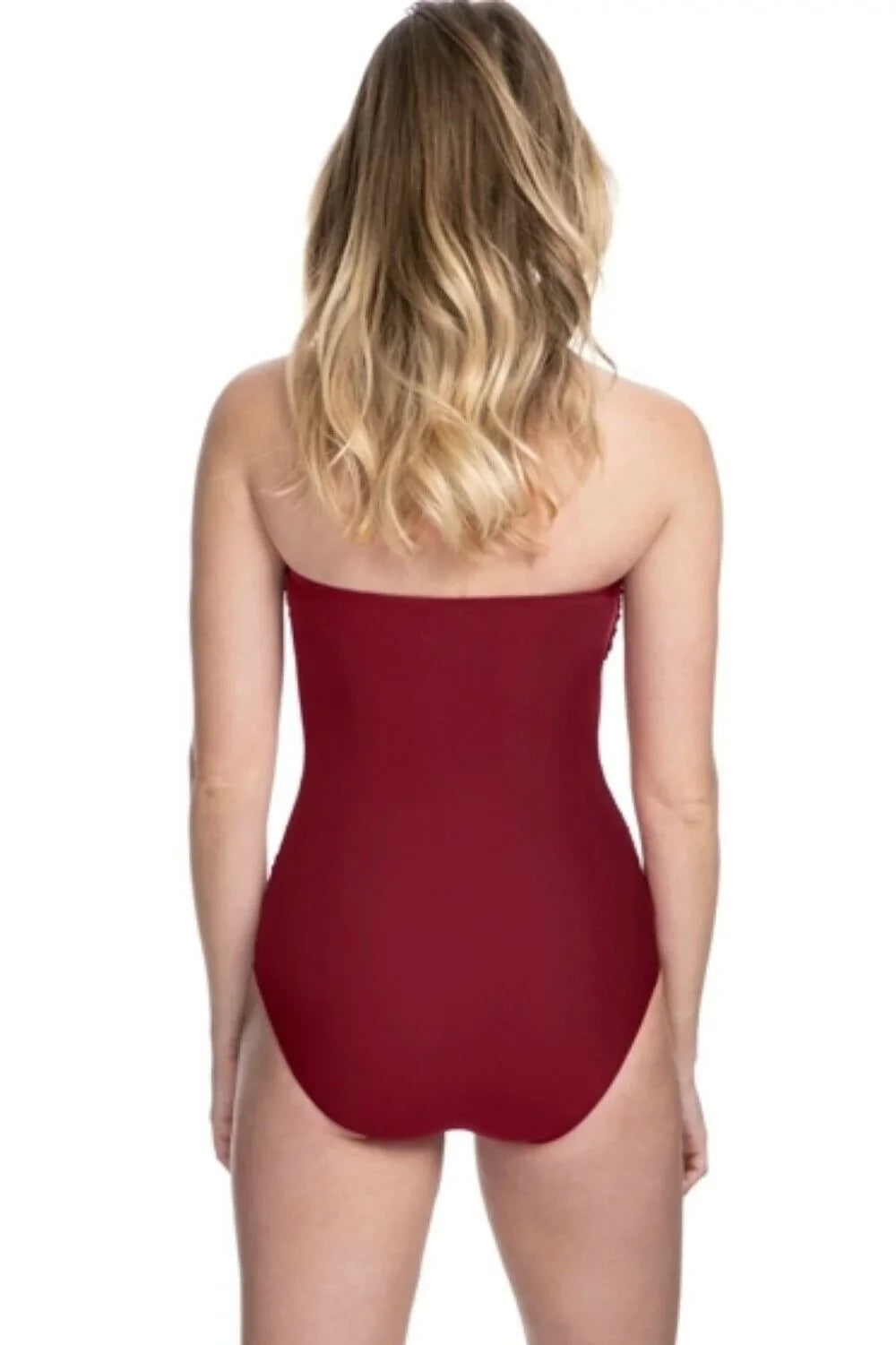 Gottex Women's Swimwear Lace-Up Moto Bandeau One-Piece Swimsuit Red 42, $128