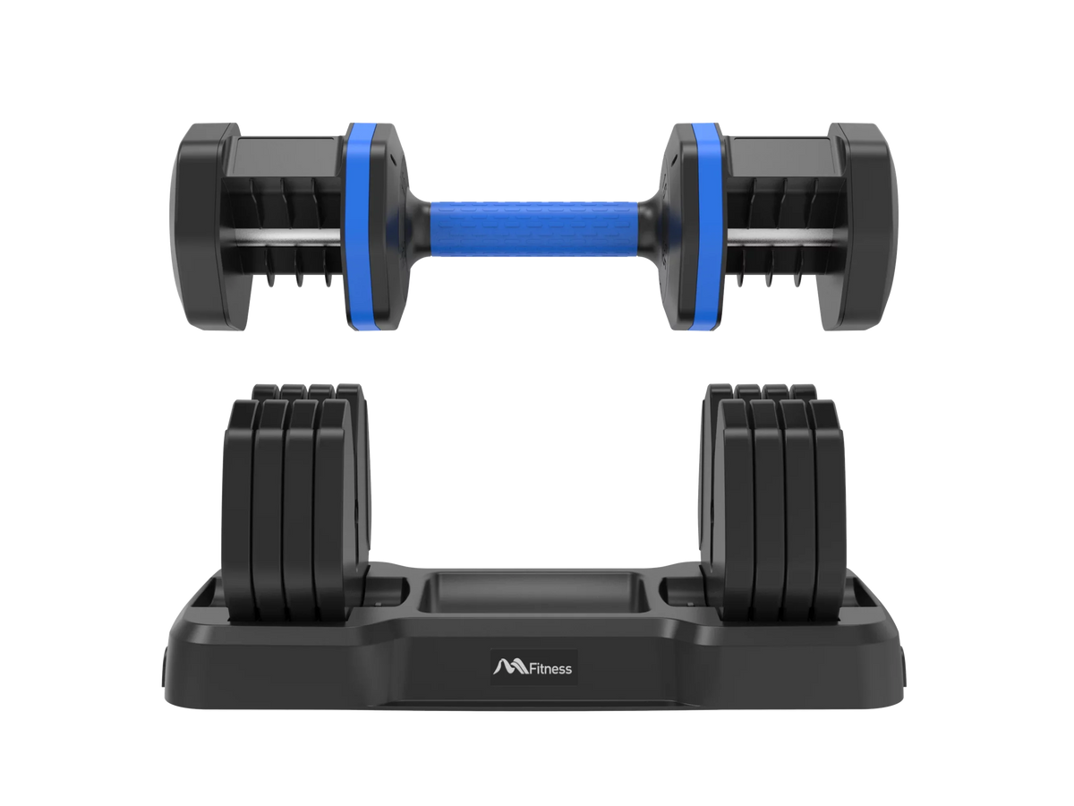 Adrinfly Adjustable Dumbbell - 55lb x2 Dumbbell Set of 2 with Anti-Slip Handle, Fast Adjust Weight by Turning Handle with Tray, Exercise Fitness Dumbbell Suitable for Full Body Workout