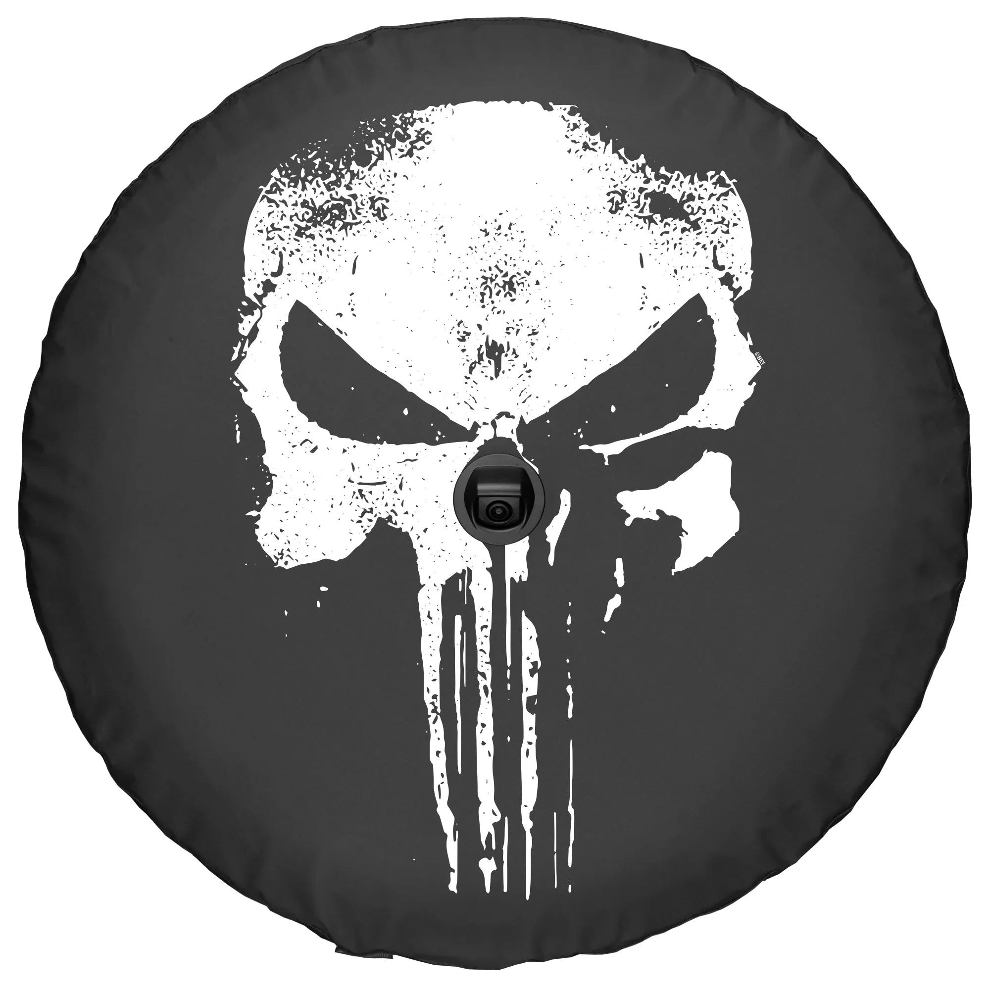 Boomerang - 32" Soft  Tire Cover for Jeep  Wrangler (w/ back-up camera) (2018-2020) - Sport & Sahara - Distressed Punisher Skull