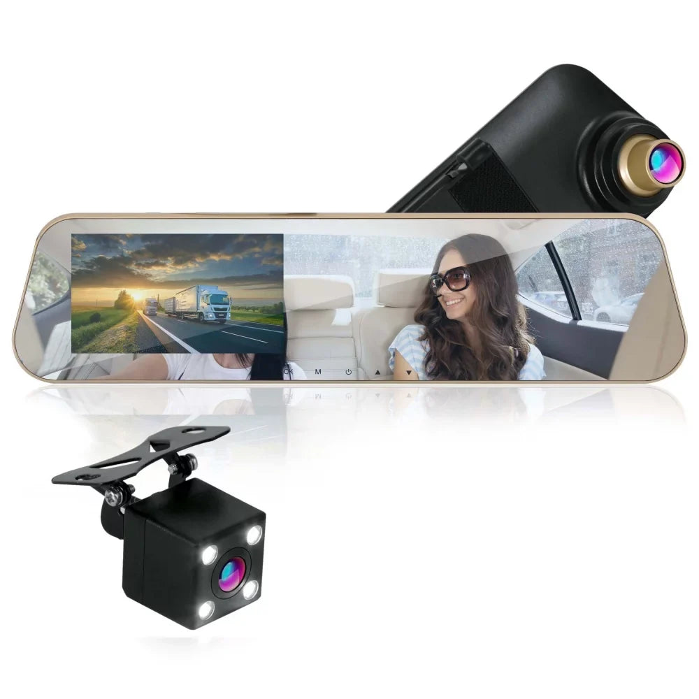 Pyle  -  1080p Touchscreen Vehicle Dual  Dash Cam - Camera & Monitor System with Waterproof Backup Cam, Night Vision, 4.3’’ Display