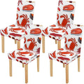 Salmon Steaks Shrimps Crabs Squids Sushi Stretch Chair Cover Protector Seat Slipprotective for Dining Room Hotel Wedding Party Set of 4