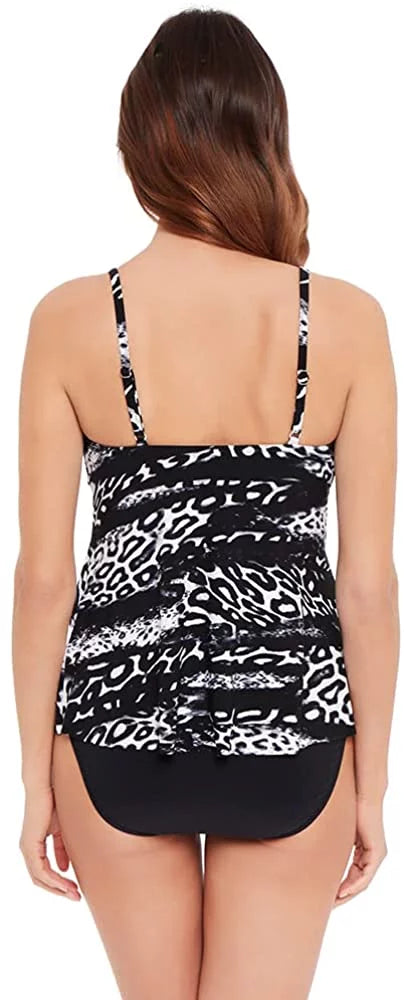 Magicsuit Womens Swimwear Slimming Chloe Tankini Top Soft Cup Bra Adjustable Strap Bathing Suit 12 Black/White