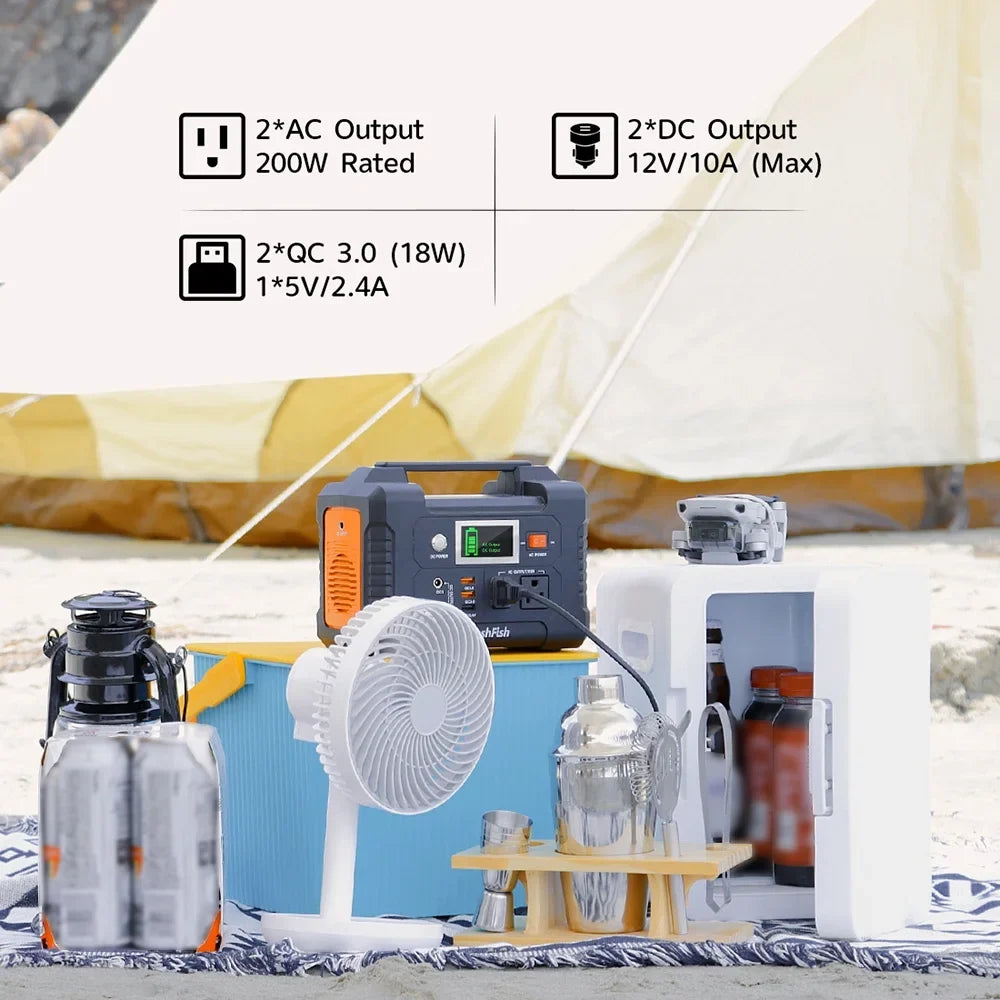 Flashfish PortableStation,3 Modes  Portable 200w Batterye200 Modes - 200w BatteryStation With 3 40800mah/151wh Solar - 40800mah/151wh 200w Modes Station With Solar -and Modes