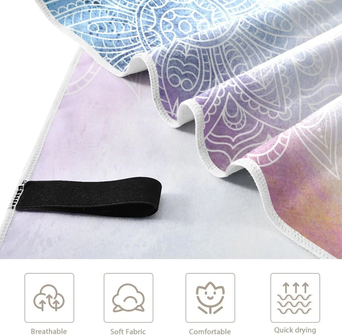 Bestwell Purple Mandala's Beach Towel - Lightweight Compact Oversized Travel Towels - Super Absorbent Quick Dry Towel for Swimming Camping Holiday（156）