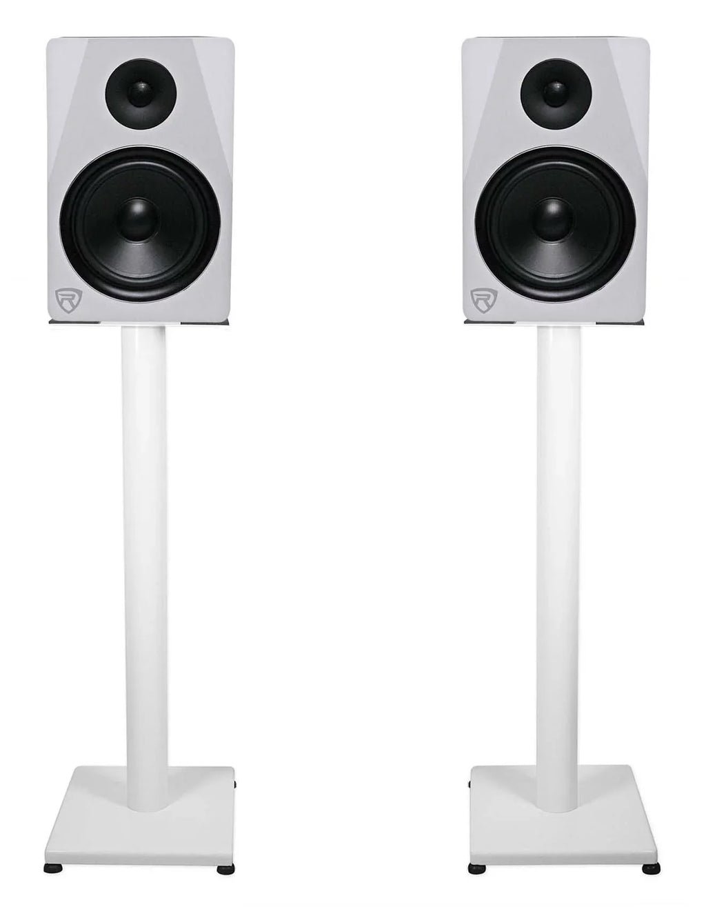 Pair Rockville  29" Steel Studio Monitor Recording Studio Stands in White