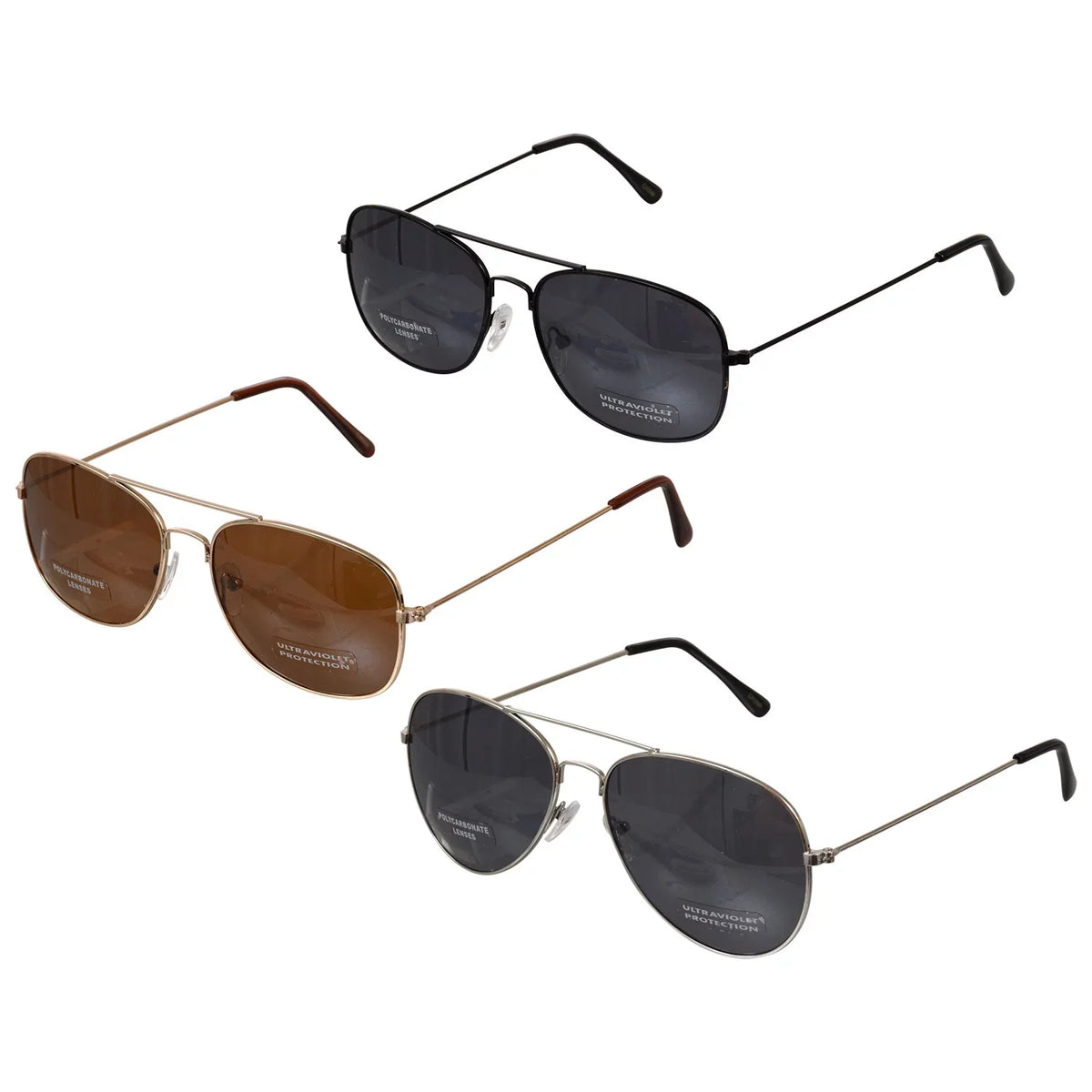Aviator Sunglasses with Wire Frames - 6 Pack - Bulk Sunglasses