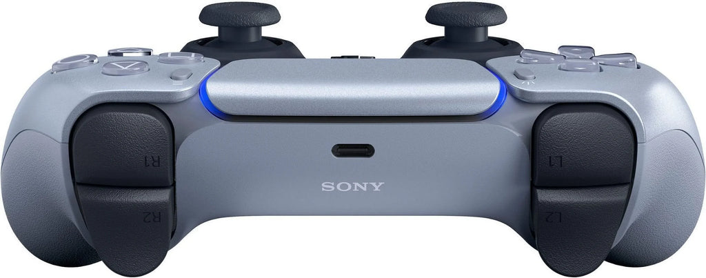 PlayStation 5,  DualSense Wireless Controller - Sterling Silver Bundle With 6Ave Microfiber Cleaning Cloth