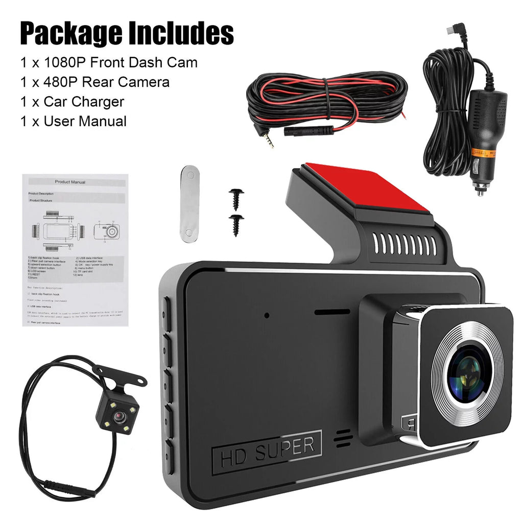 Dual Lens Car  Dash Cam Video Recorder -Sensor 1080P Front And Rear Camera