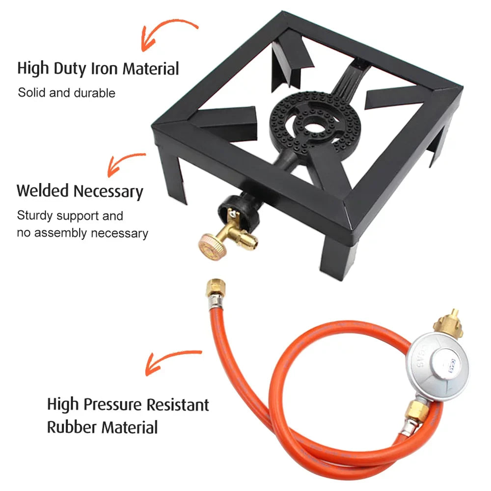 Eccomum Camping Propane Stove Outdoor Cooker, Propane Burner for Outdoor Cooking Round Outdoor Stove Burner, Ideal for Camping, Tailgating, Traveling, and More