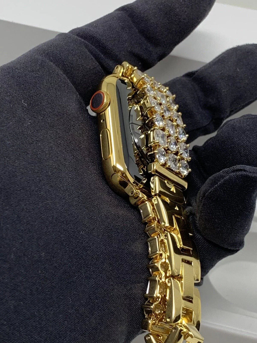 24K Gold Plated 44MM iWatch  5 Gold Link Band Diamond Rhinestones