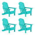 Classic Outdoor Patio Folding Poly Adirondack Chairs (Set of 4), Turquoise