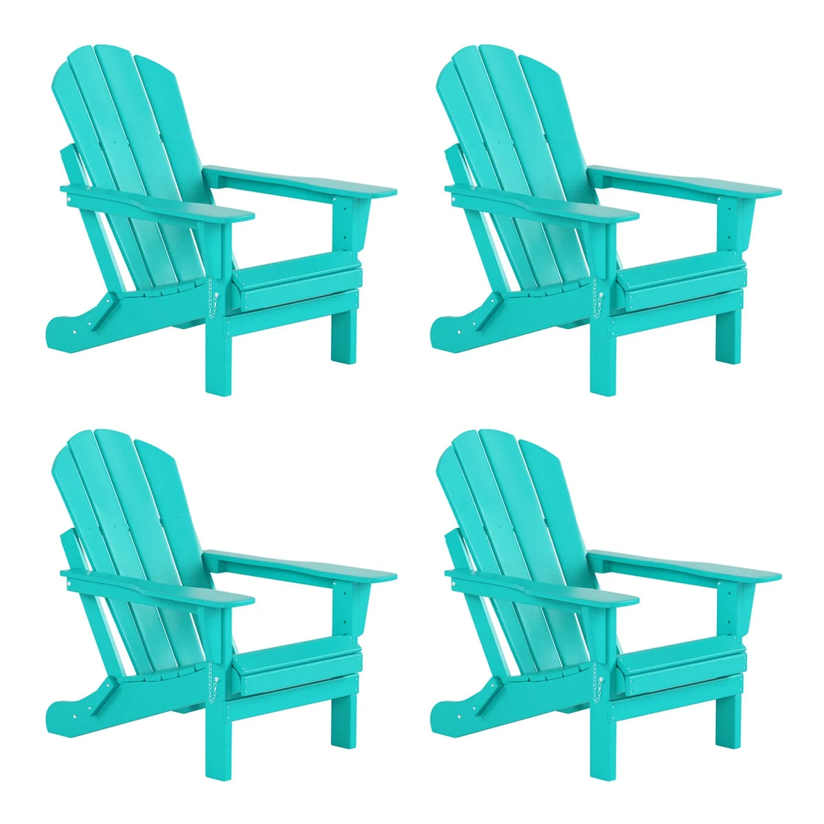 Classic Outdoor Patio Folding Poly Adirondack Chairs (Set of 4), Turquoise