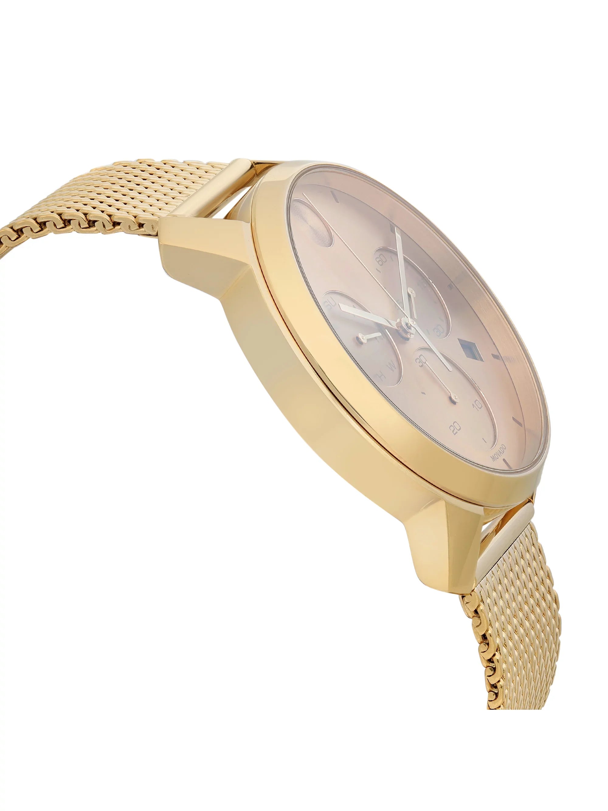 Movado Bold Thin Gold Tone Steel Chronograph Champagne Dial Quartz Watch 3600634