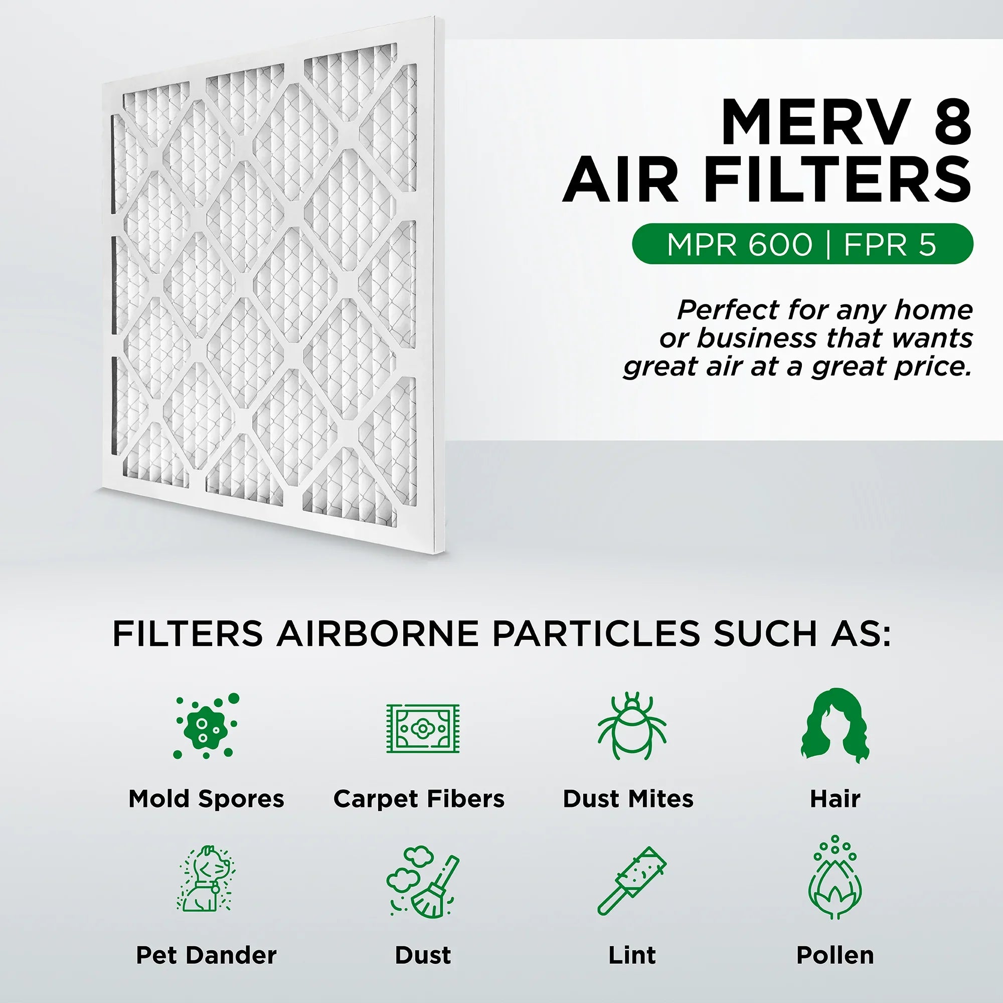 Pamlico Air 16x20x1  8 Pleated  Furnace Air Filters. Case of 12. Actual Size: 15-1/2 x 19-1/2 x 3/4
