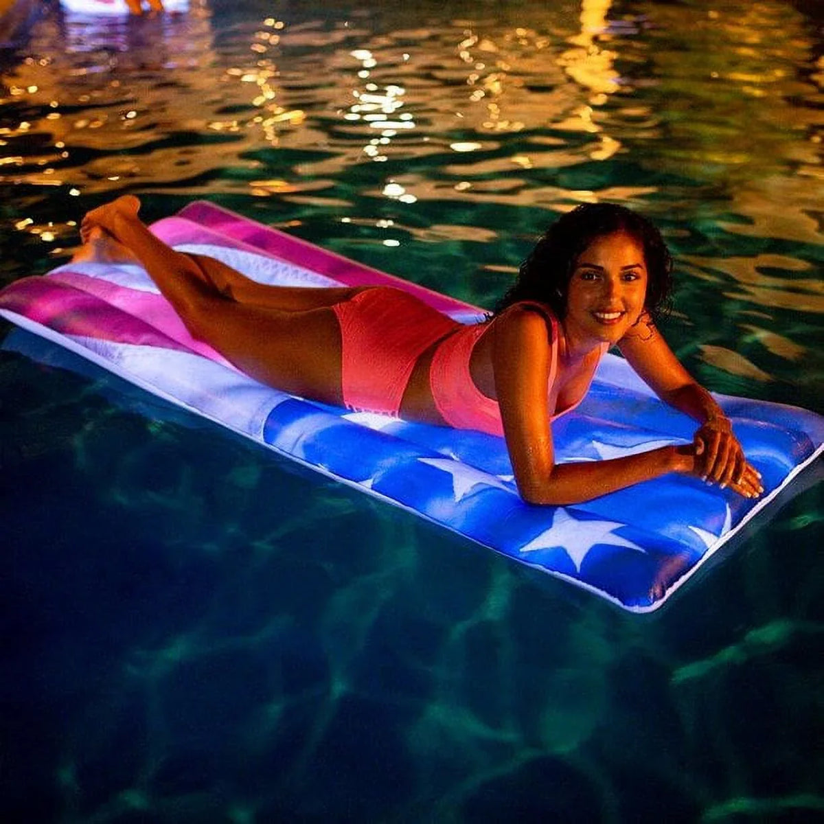 PoolCandy  Stars & Stripes  Light-Up Pool Raft