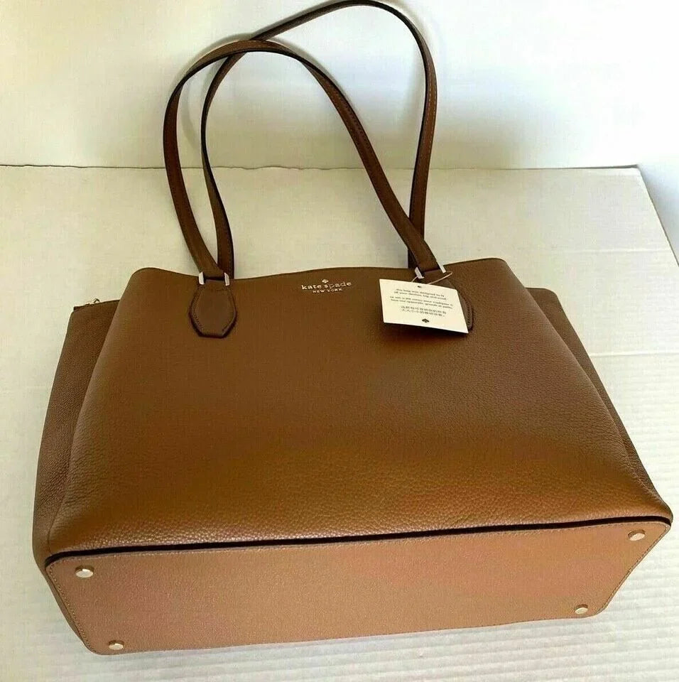 Kate Spade Monet Large 3-Compartment Brown Leather Tote   $399