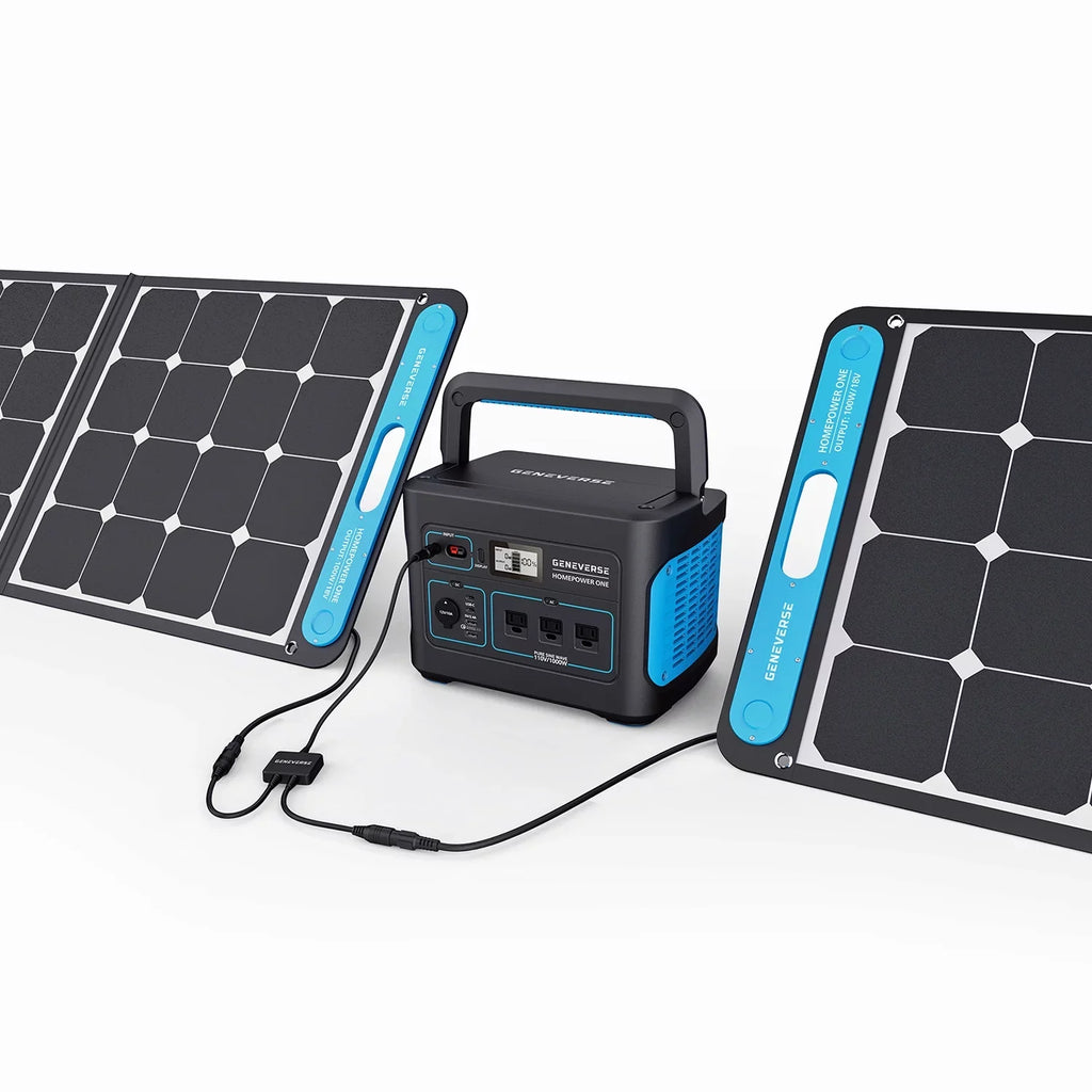 100 Watts SolarPower One Monocrystalline Portable Solar Panel with built-in - and - ports