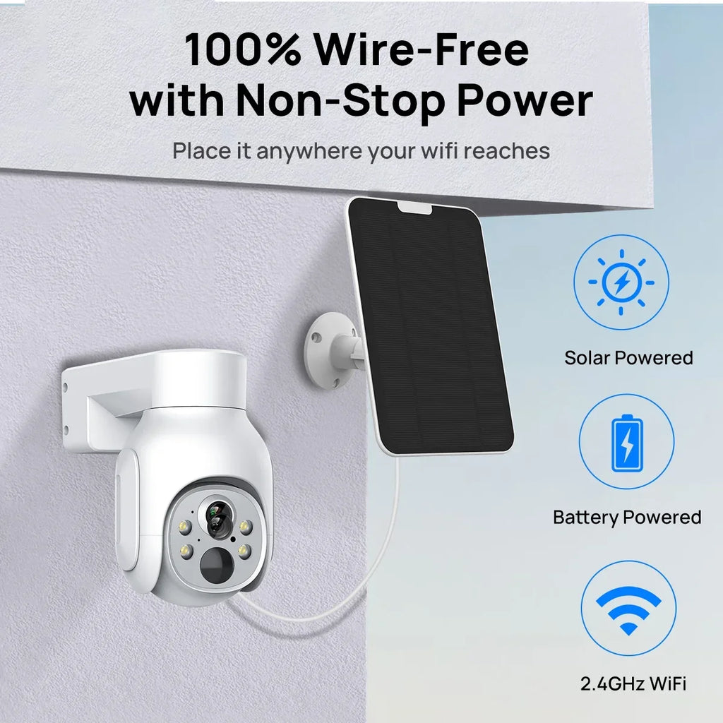 4MP Battery WiFi   Camera Wireless 2K with Solar Panel Smart Hybrid Light Outdoor
