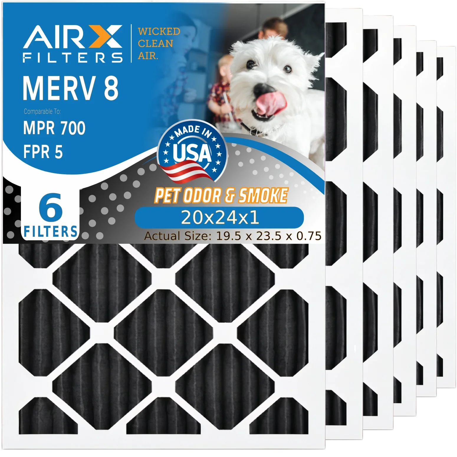 20x24x1 Air Filter Odor Eliminator Carbon Filter  8 Comparable to  700 &  5   Premium  Made 20x24x1 Furnace Filters by     . 6 Pack