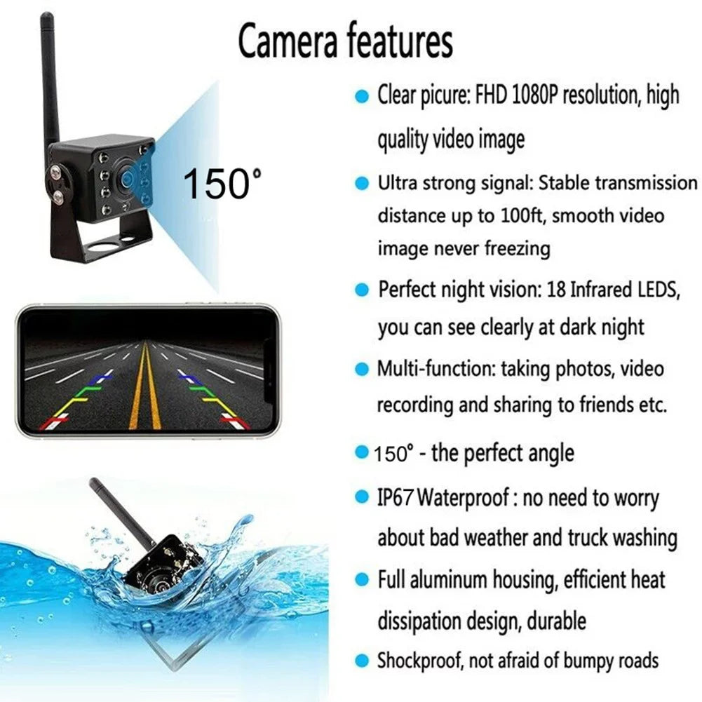 Wireless  Reversing Rear View Camera Bus Trailer Truck  Camper shockproof