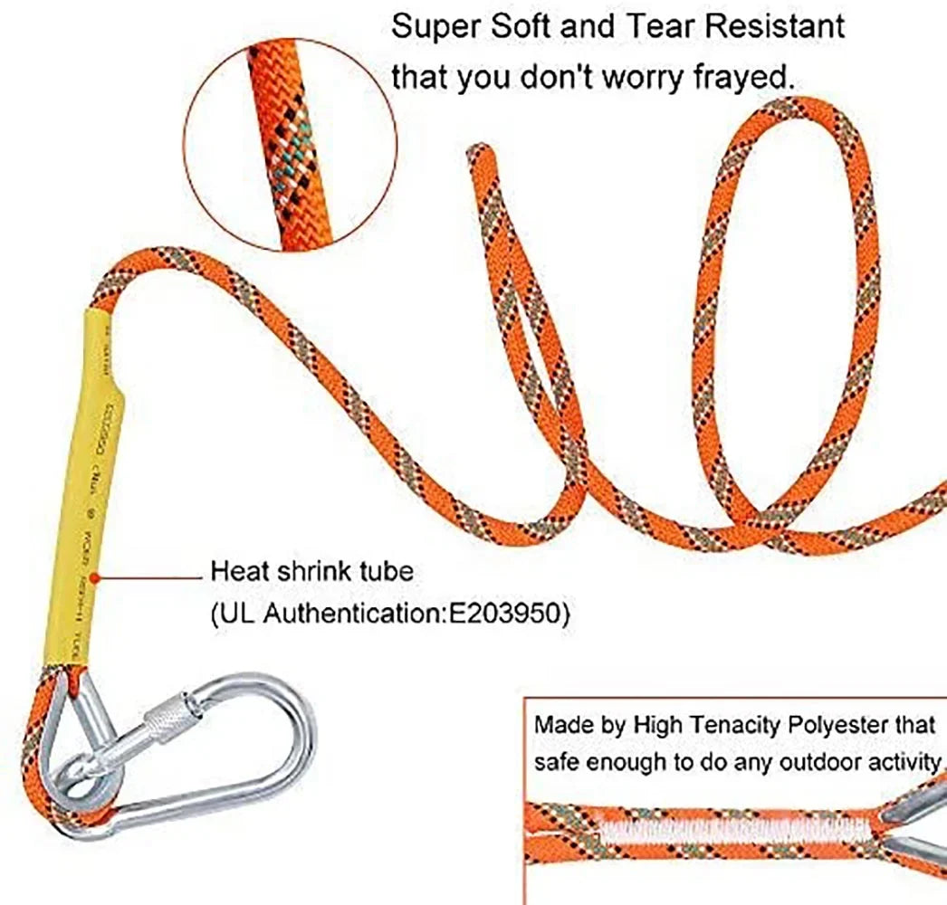 Outdoor Climbing Rope 50M(160ft) Static Rock Climbing Rope for Escape Rope Ice Climbing Equipment Fire Rescue Parachute