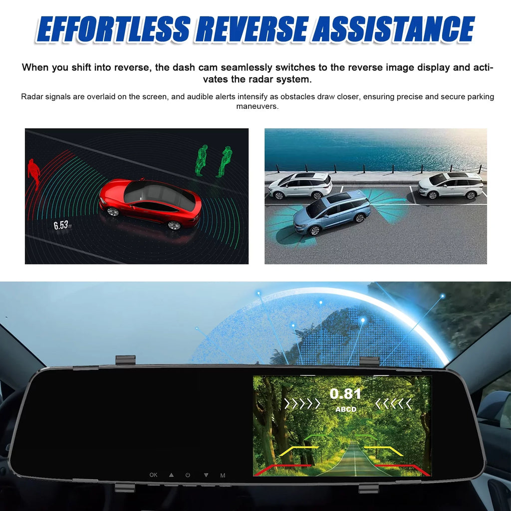 Dazzduo Dash Camera,Dash Camera Rear Dual Camera Dual Camera 4.3 Radars Rear Dual Inch Screen Support Reverse Radars Rear 4.3 Inch Screen 1080P  Dash Camera 4.3 Inch 4 Reverse Radars Rear 1080P 4