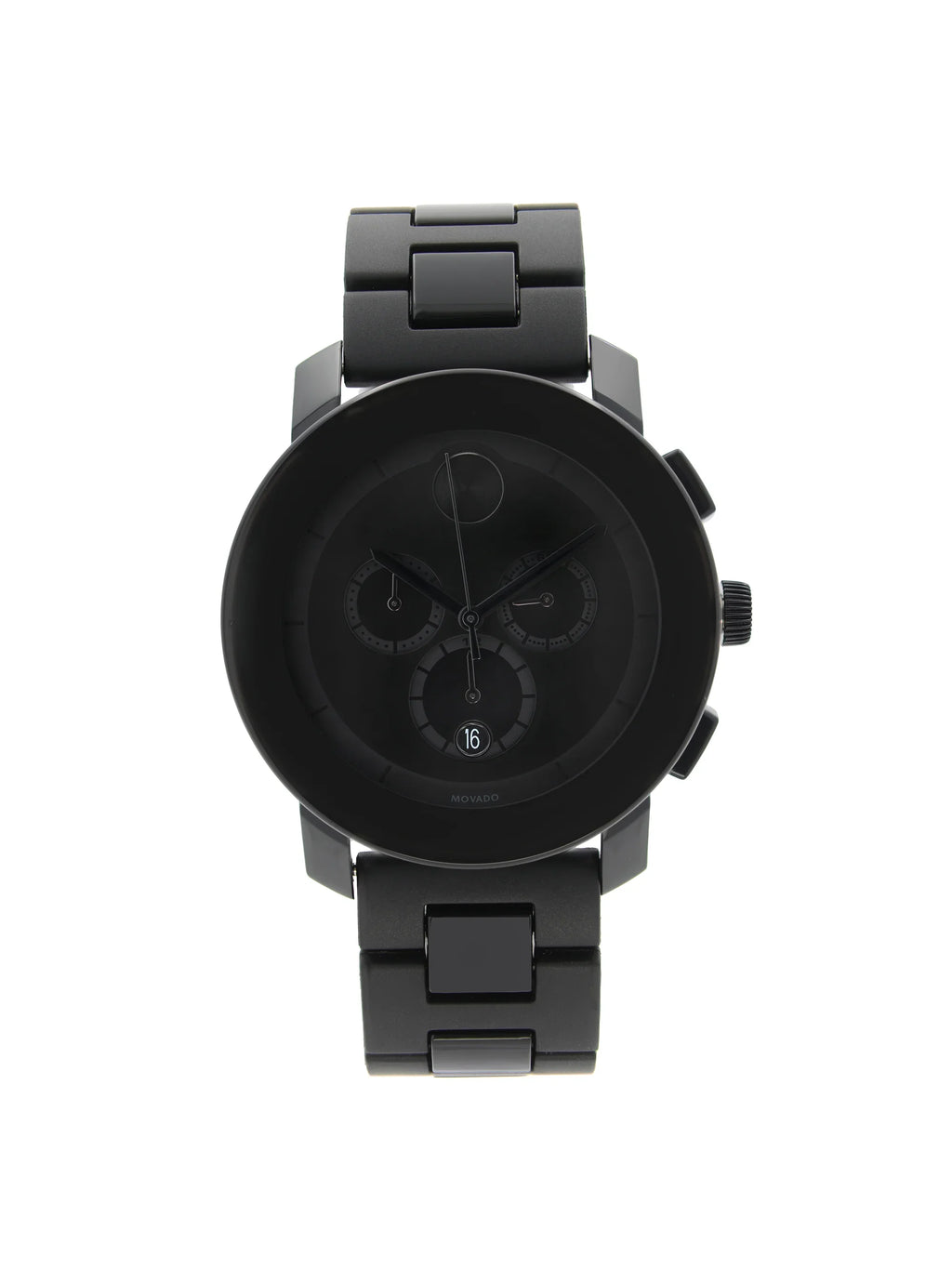 Movado Bold 43mm Steel Plastic Resin Black Dial Quartz Mens Watch 3600048