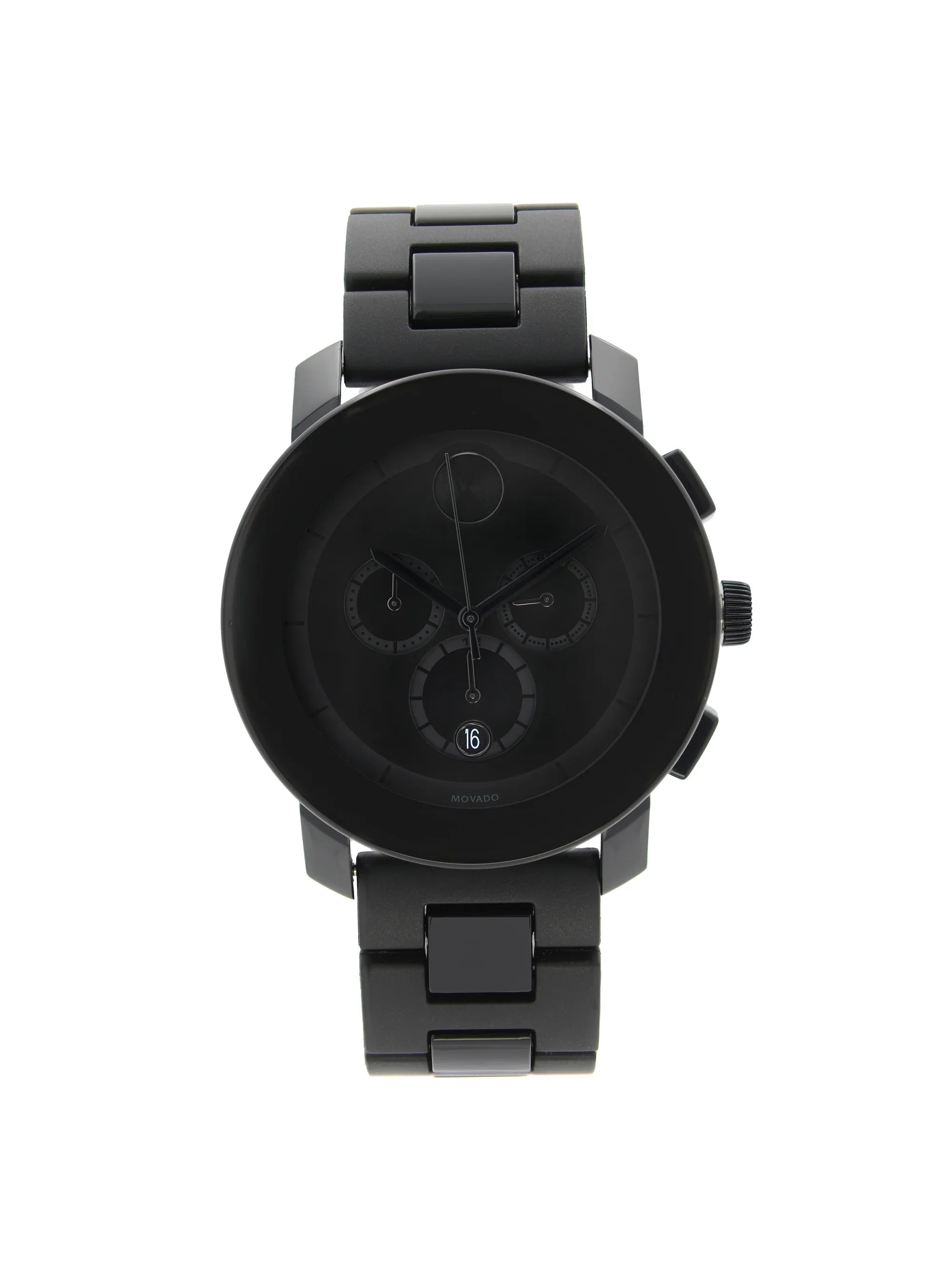 Movado Bold 43mm Steel Plastic Resin Black Dial Quartz Mens Watch 3600048