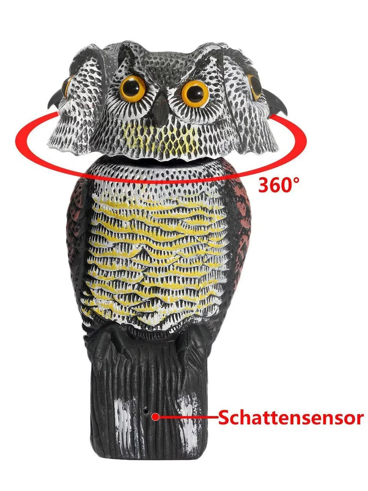 Listenwind Realistic Owl Decoy With Rotating Head Bird Pigeon Crow Scarer