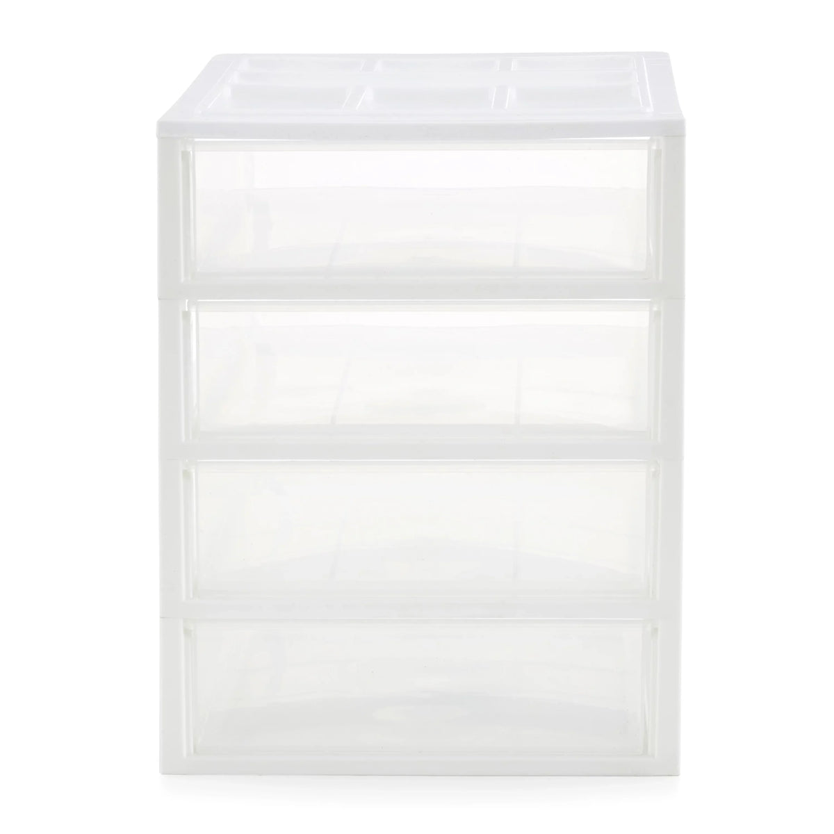 Gracious Living 4 Drawer Desktop Storage w/ Organizer Lid, White (4 Pack)