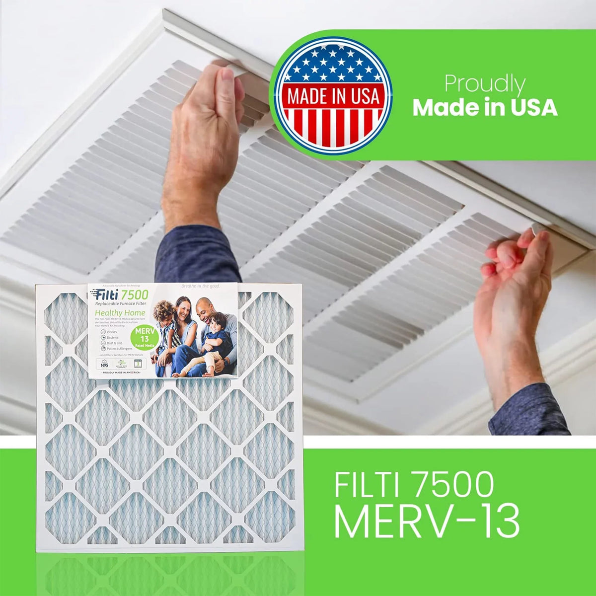 Filti 7500 Pleated Home  Furnace 20x25x5  13 Air Filter (2 Pack)