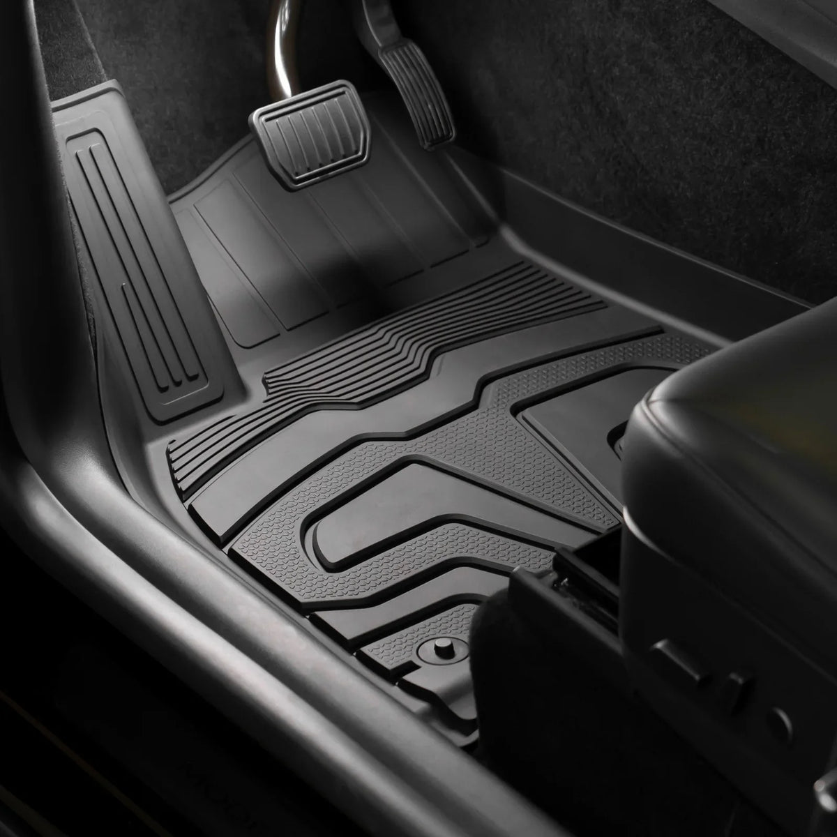 Ikon Motorsports 3D  Floor Mats + Trunk Mat Compatible with 2020-2023 Tesla Model , All Weather Floor Liners, Front & 2nd Row Full Set Custom Protection Heavy Duty Rear Tray Cargo Mats, Black