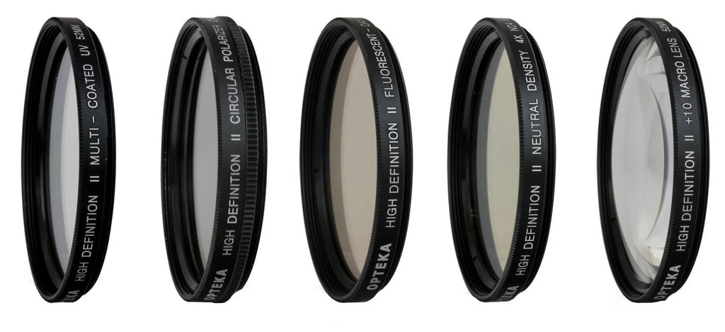 Opteka 58mm Professional 9pc Solid and Graduated Filter Accessory Bundle with 5pc Filter kit (----10x), 4pc Macro Lens Set (+1,+2,+4,10x), Tulip & Rubber Lens hoods + Cleaning kit and More