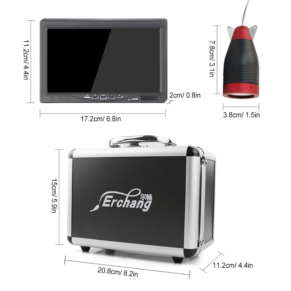 Erchang Underwater Fishing Camera Portable Fish Finder for Boat Kayak Lake Sea Fishing, 7 Inch Screen